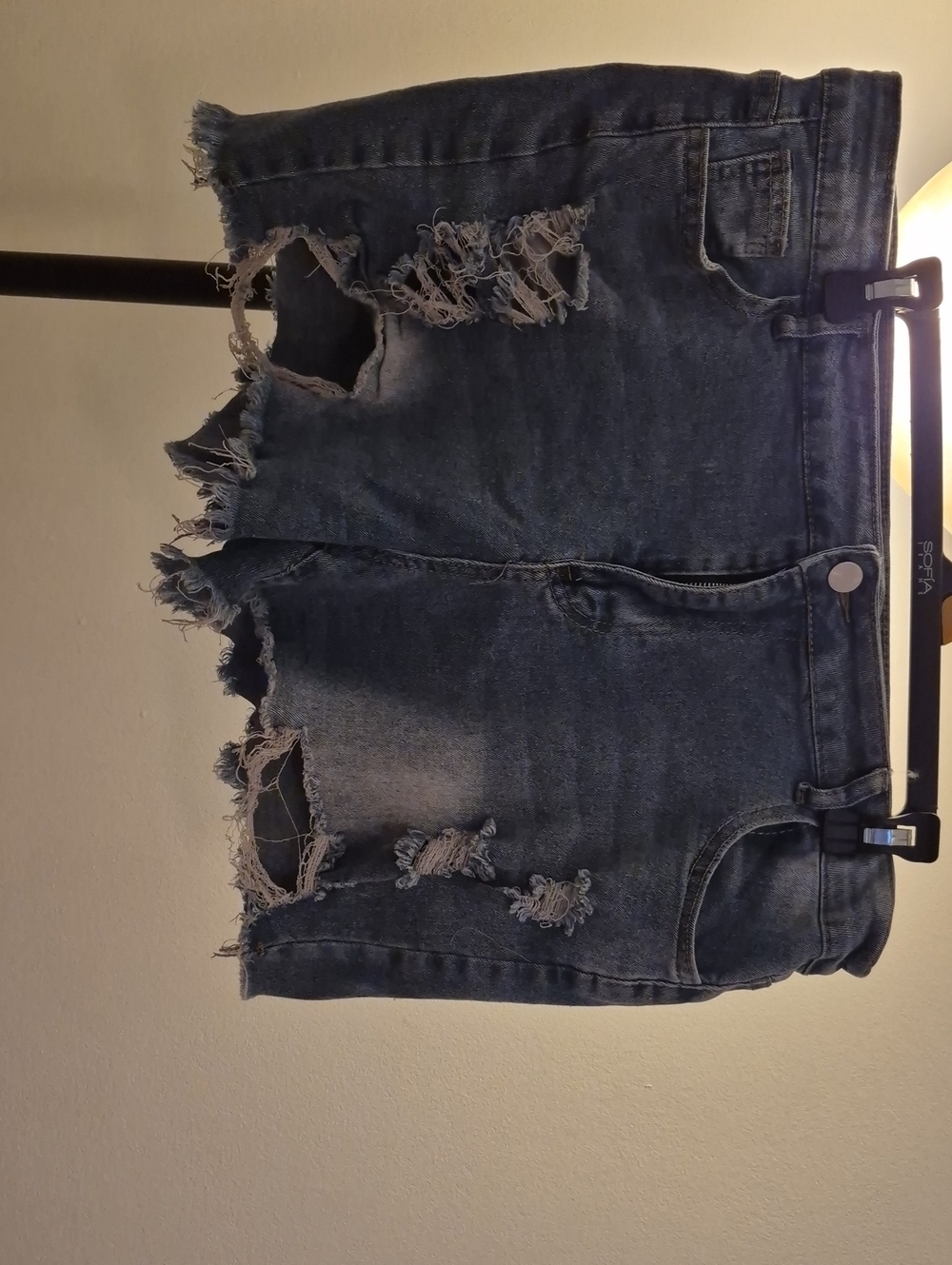 SHEIN Distressed Dark Blue Denim Jean Shorts